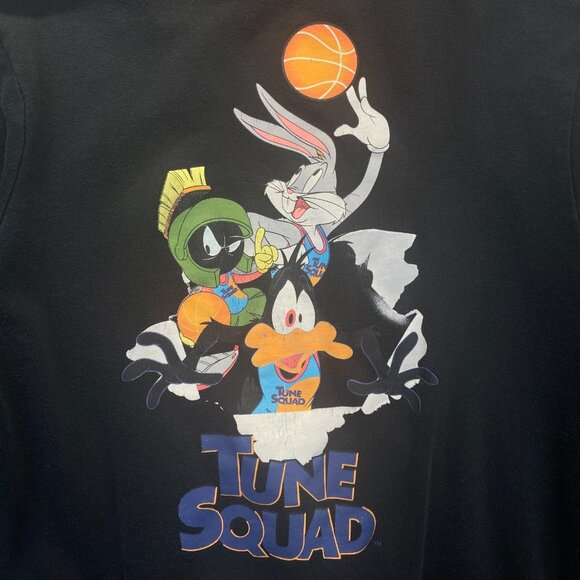 Vintage Space Jam Tune Squad Long-Sleeve Graphic Hoodie Black Unisex Size Large - Picture 6 of 9